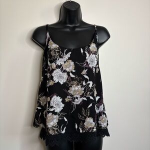 #447 Dex Floral Black and White Women's Tank